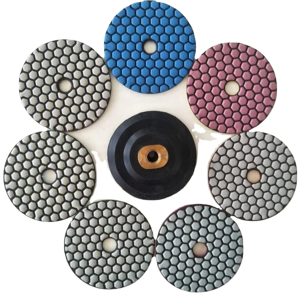 Sanding disc Flexible Grinding tools Resin Bond Dry Diamond Polishing Pad for granite marble stone quartz 7pcs/set 4" 100mm