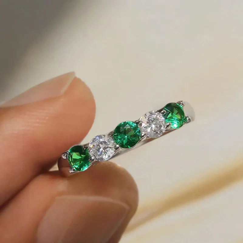CAOSHI Wholesale Contracted Style Multi Color Crystal Cubic Zirconia Rings for Party Gift Fashion Silver Plated CZ Rings Women