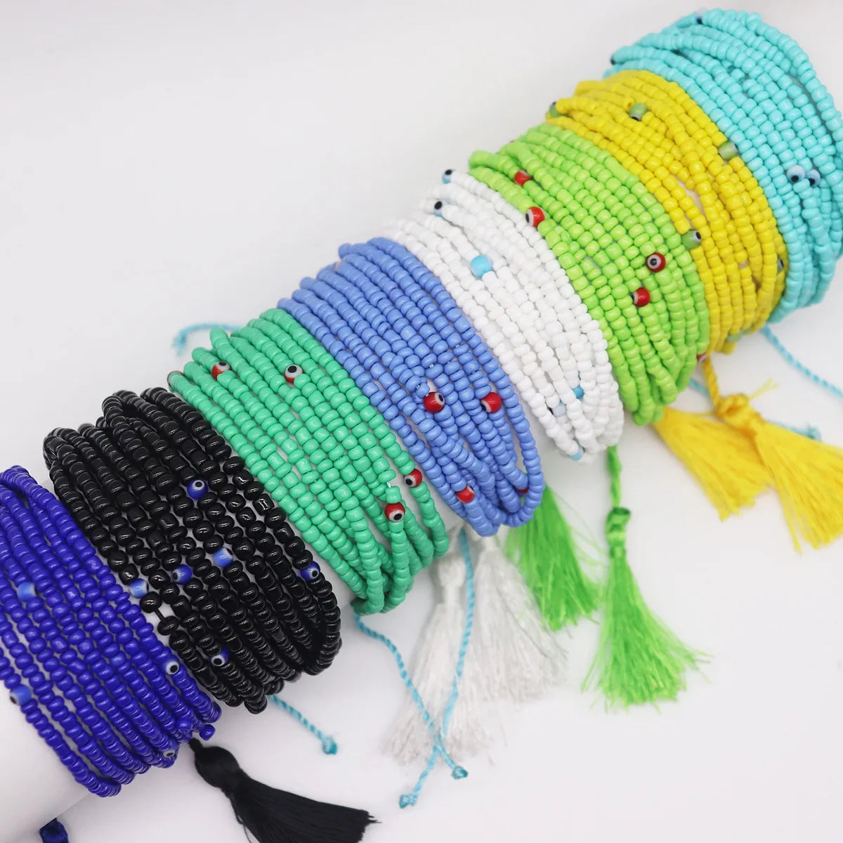 Unisex BFF Bracelet Handmade Eye Bohemia Multi-Layer Miyuki Seed Beads Colorful Woven Adjustable Tassel Hot Stock for Gift