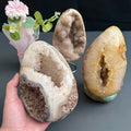 Agate Geode Cluster Egg Natural Egg Shaped Agate Druzy Geode Healing Crystals Stones for Home Decoration