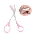 Wholesale Modern Stainless Steel Eyebrow Trimmer Scissors Comb Slanted Blade Portable Facial Hair Removal Grooming Shaping
