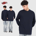 Xinglan Custom Acid Wash Blank Graphic Knitted 305g Cotton Men's Oversize Long Sleeve Vintage Washed T-Shirt