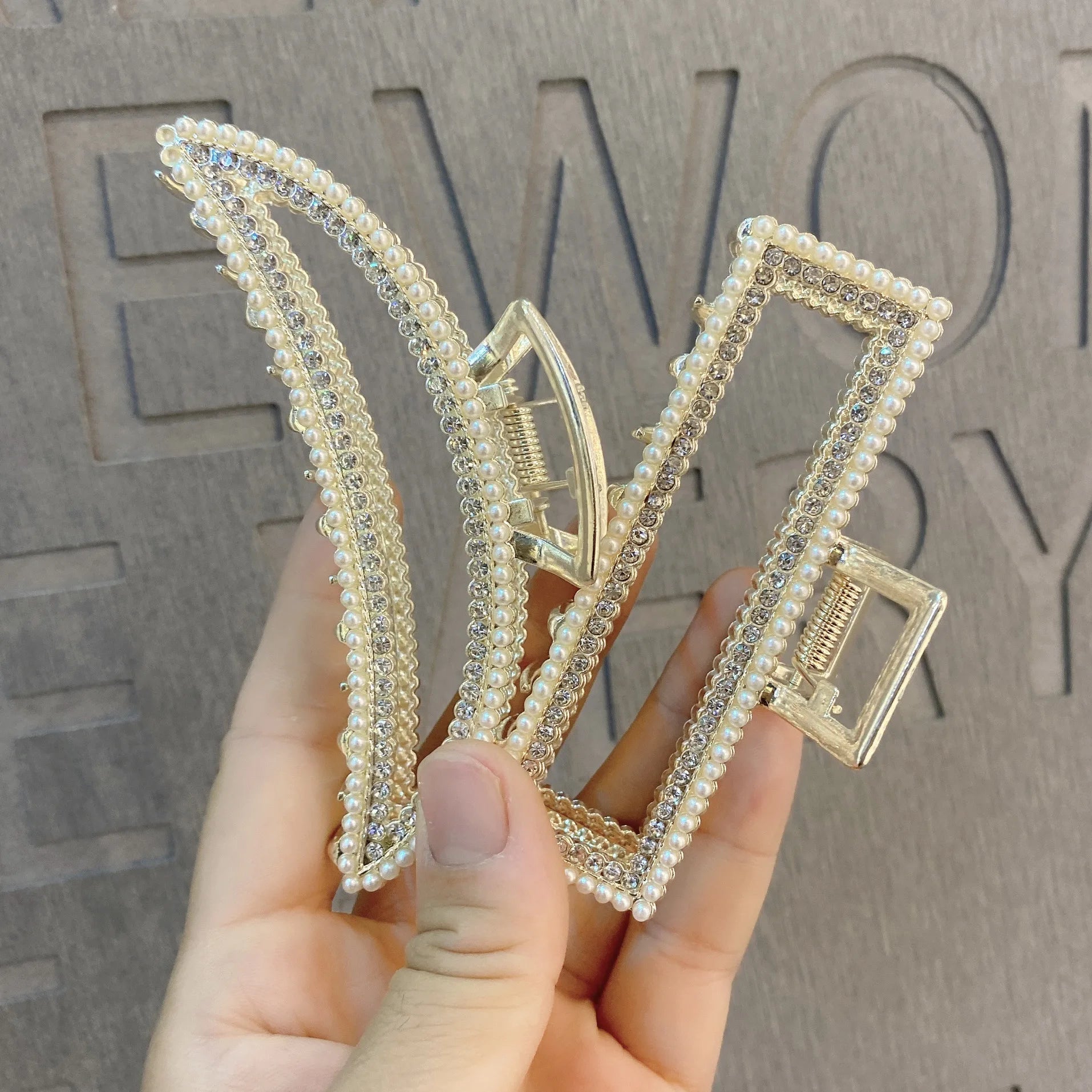 Clamp Hair Clips Accessory Gold Metal with Pearl and Hair Clipsrhinestone Claw Large Hair Claw Crystal Luxury for Women Girls