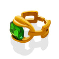 Hot Selling Vintage Emerald Crystal Stone Stainless Steel Gold Plated Rings for Women
