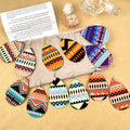 RisingMoon Retro Geometric Printing Design Wooden Big Drop Earrings Women Acrylic Ethnic Earrings