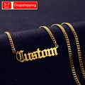 New North Custom Names Charms Necklace Fashion Jewelry PVD Stainless Steel Cuba Chain Personalized Letter Names Pendant Necklace
