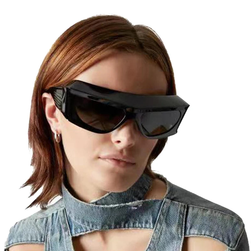 Oversized Wrap Around Square Sun Glasses Flat Top Candy Color Punk Y2K Futuristic Shades Full Frame Driving Cycling Sunglasses