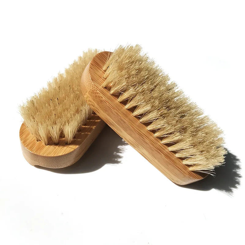 Custom Bamboo Nail Brush Two Side Wood Scrub Brush Finger Dust Cleaning Nail Brush