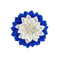 13 cm 4.5 Inch Elastic Blue Satin Ribbon Layer Petal Flower Women's Crystal Rhinestone Brooch Pin Wedding Engagement Party Gift