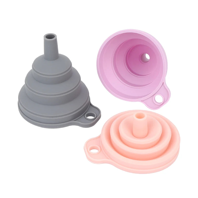 Food Grade Collapsible Silicone Foldable Kitchen Funnel for Liquid/Powder Transfer