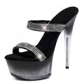 15 cm Women's Nightclub Club Fashion Thin Heel Sandals Platform Leaky Toe Shiny High Heel Large Women's slippers