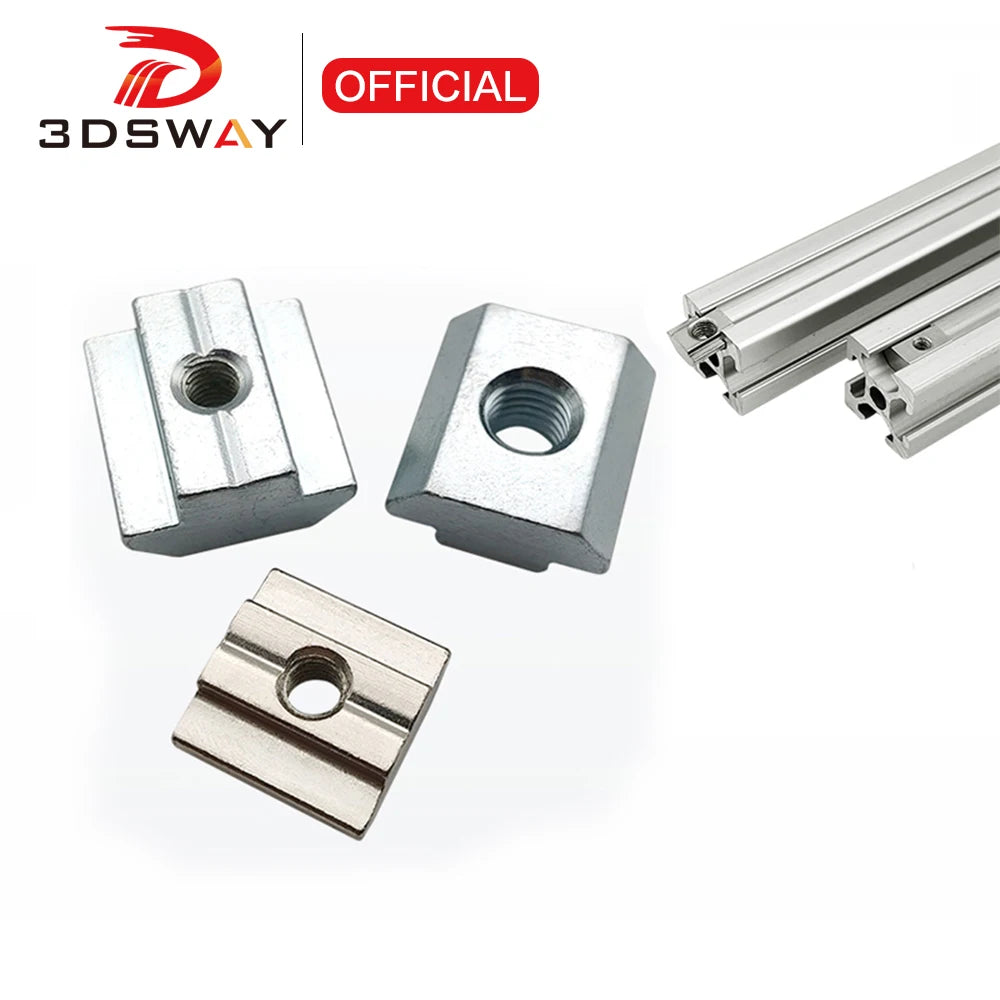 3DSWAY 10pcs/lot M3 M4 M5 M6 Square Nuts T-Track Sliding Hammer Fasteners for 2020/3030/4040 3D Printers CN
