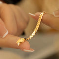 Adjustable 18K Gold Plated Geometric Twisted Chain Rings Luxury Open Snake Design Durable Brass Jewelry for Women Trendy Style