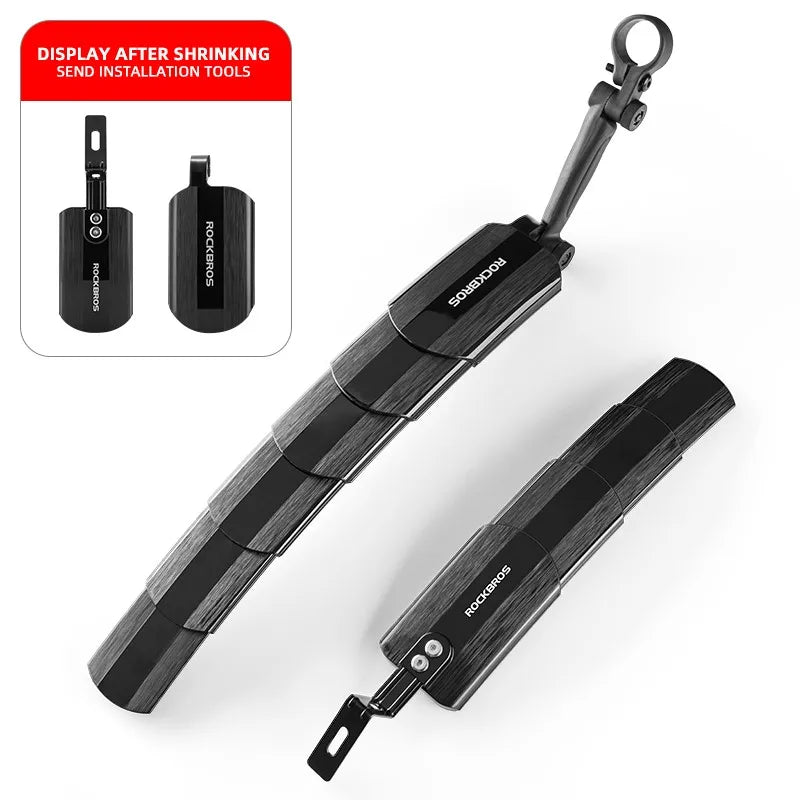 ROCKBROS Hot Sale Mountain Bike Plastic Mudguard with Rear Light Bicycle Fender Telescopic Folding Bike Bicycle Mudguards