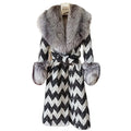 2021 New Arrival Winter Wool Coat Womens Long Cashmere Trench Coat With Fox Fur Collar Cuff