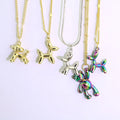 NZ1227 NEW Rainbow 18K Gold Plated Brass  Lucky Balloon Puppy Dog Charm Pendant Necklaces
