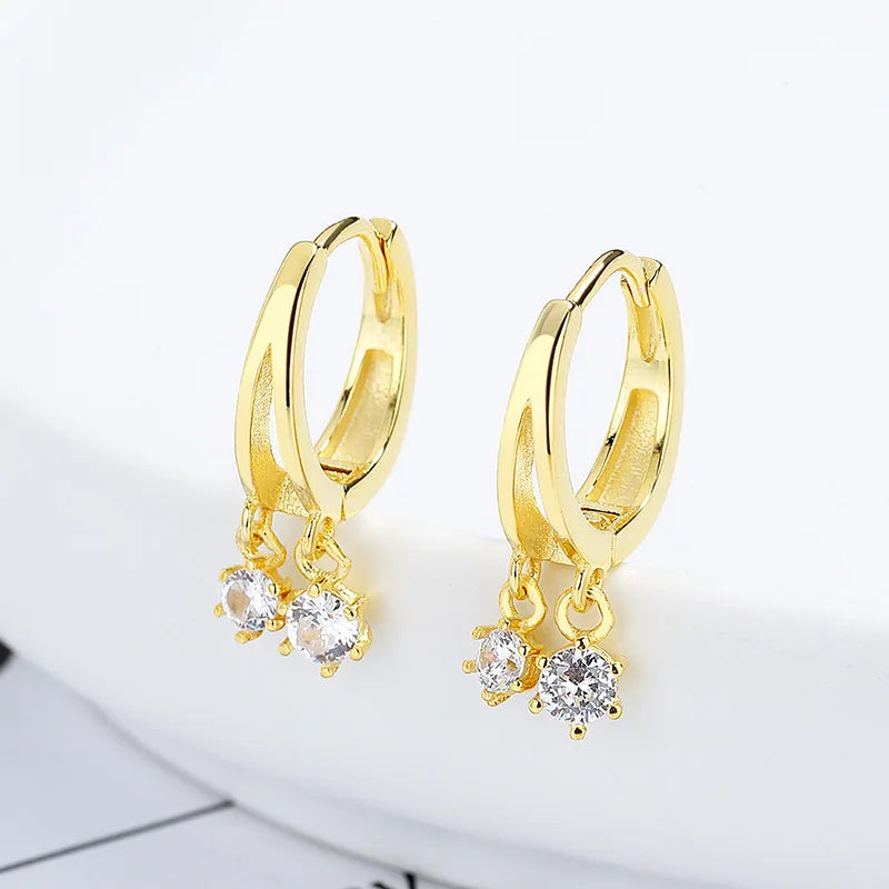 Fashion Jewelry 925 Sterling Silver Tassel Zircon Drop Earring for Women Gold Plated Simple Versatile 925 Silver Earring Jewelry