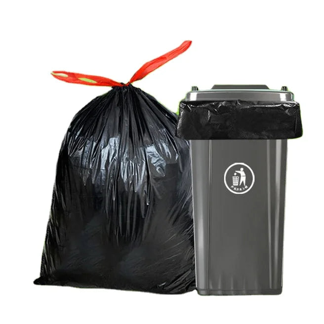 Biodegradable Drawstring Trash Bag HDPE and LDPE with Embossed Surface Roll Style for Easy Storage Compostable Packaging