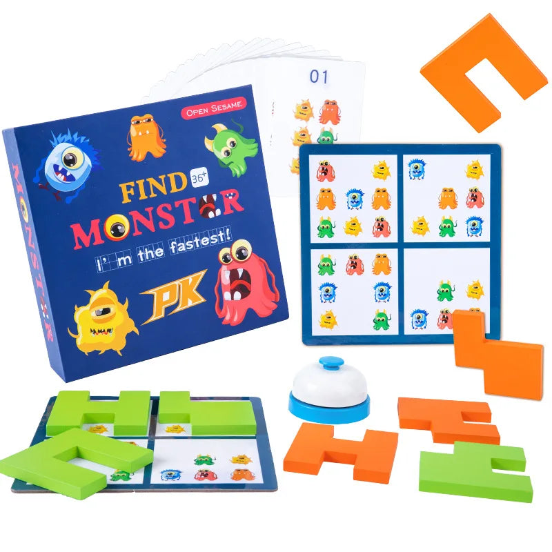 New Arrival Find Monster Wooden Puzzle Block Game Montessori Educational Parent-Child Tabletop Toys for Kids