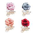 Fashionable Exquisite Four-color Rose Pearl Rhinestone Alloy Wedding Engagement Party Gift Micro Inlay Dress Brooch for Women