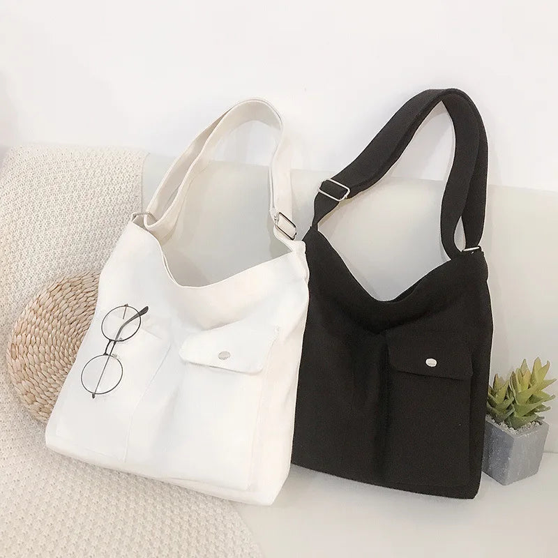 2025 Korean Version Simple Custom Printed Student Class Tutoring Bag Shoulder Messenger Canvas Bag