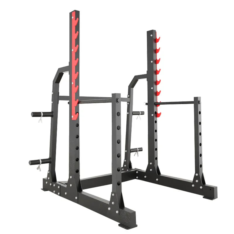 Professional Half Power Rack with Adjustable Bench Press Station - Squat Frame & Barbell Holder for Home Gym Strength Training