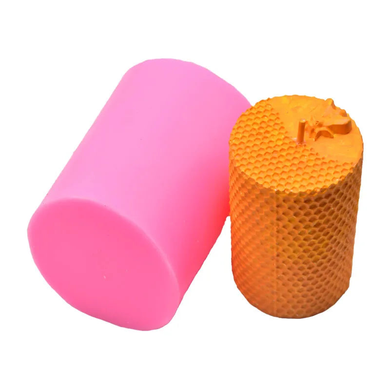 HY 3D Cylinder Bee Honeycomb Candle Mold Silicone Beehive Mold for Candles Soap Wax Craft Making