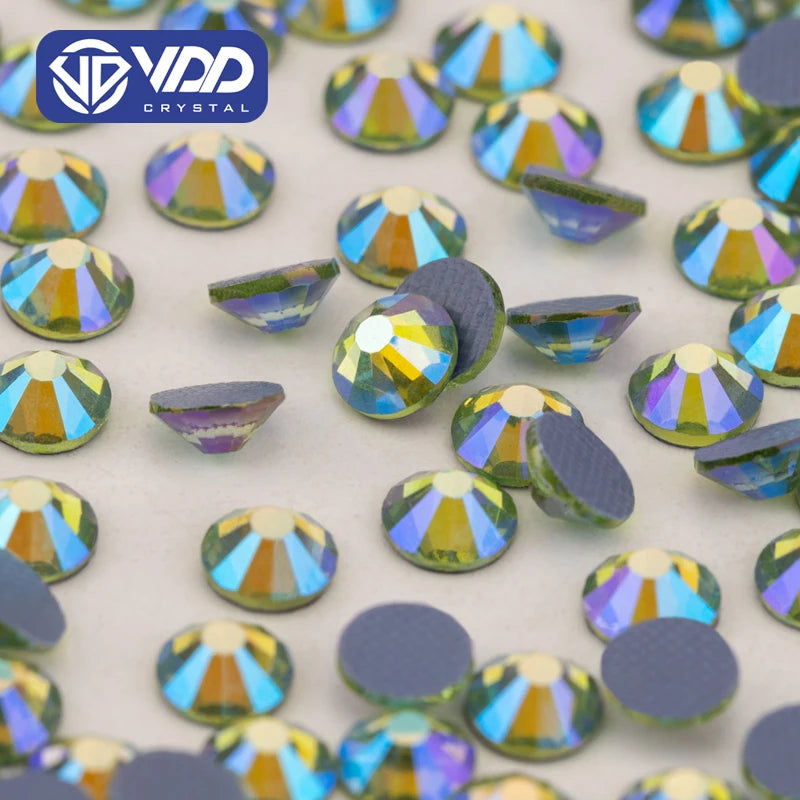 VDD 077 Peridot AB SS6-SS30 High Quality Hot-Fix Glass Rhinestones Crystal Flatback Stones for DIY Crafts Clothes Wedding Dress