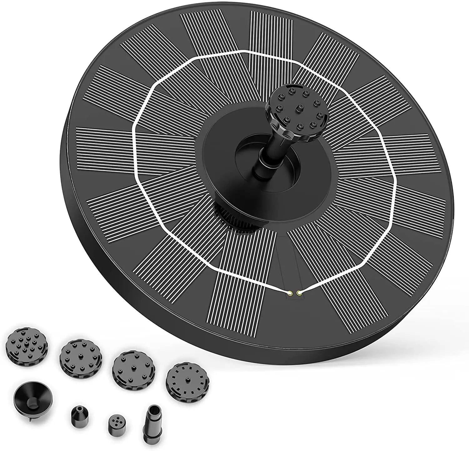 Solar Bird Bath Fountain with 6 Different Nozzles and 4 Unique Fixtures Solar Fountain Pump Suitable for Bird Tubs ponds