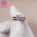 New Fashion Moissanite Jewelry Love Wedding Engagement Eternity Band 1 Carat AU585 14K White Gold Moissanite Wedding Ring Sets
