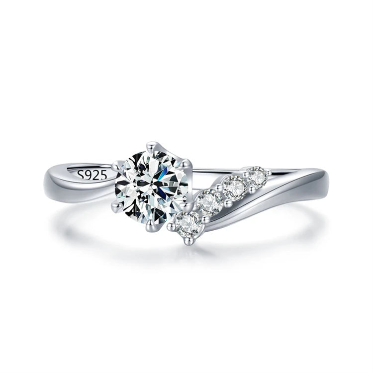 Hot Selling Classic Wedding Engagement Women Rings 925 Sterling Silver Micro Inlay Shiny Cubic Zirconia Rings Jewelry