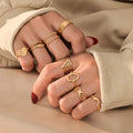 Adjustable Open Ring Unique Personality Stainless Steel and Titanium Steel Couple's Jewelry Gold Plated Wholesale