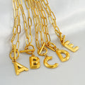 New Arrivals 18K Gold Filled Paper Clip Chain Initial Necklace Stainless Steel a to Z Capital Letter Charm Necklace