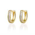 925 Sterling Silver 18k Gold Plating CZ Diamond Huggie Earrings