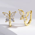 Wholesale Earrings Jewelry Gold Rhodium Plating Cubic Zirconia Butterfly Huggies 925 Sterling Silver Fine Jewelry Earrings