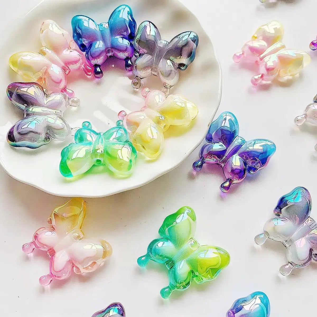 25mm*30mm Beauty Diy Acrylic Beads Accessories for Phone Chain Bracelet Making Shiny butterfly Beads