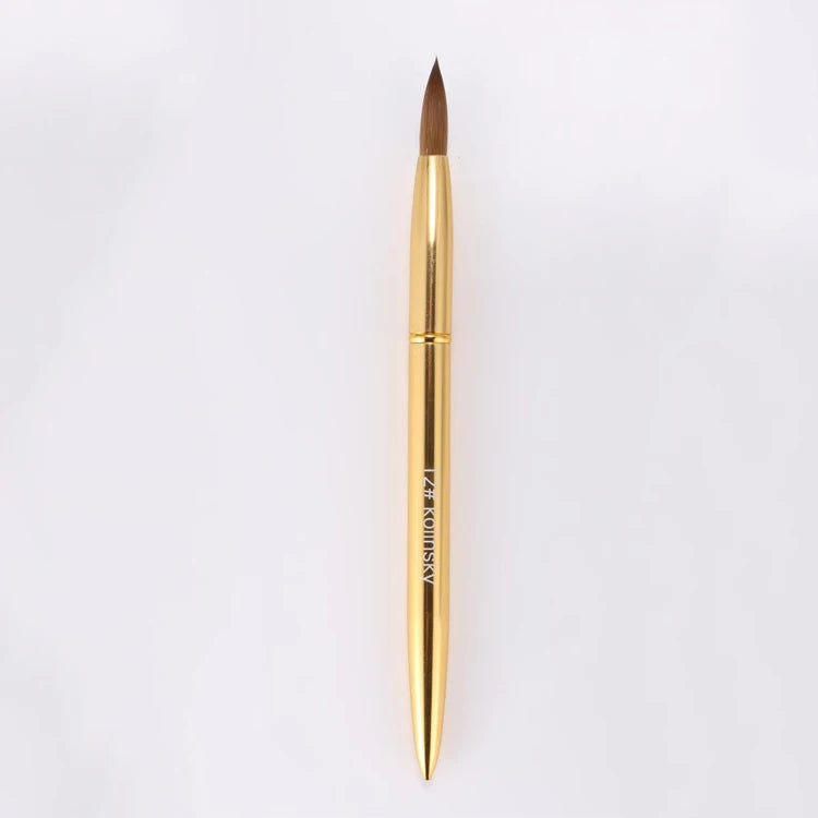 Wholesale Top Quality Latest Fashion Sable Acrylic Nail Brush Kolinsky Gold Metal Handle Size 12 14 16 18
