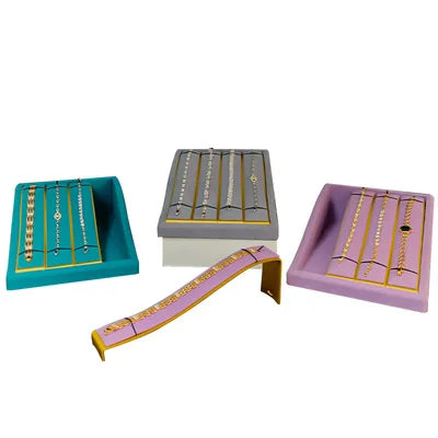 High grade metal microfiber bracelet jewelry display props set bracelet holders for exhibition hall for jewelry display