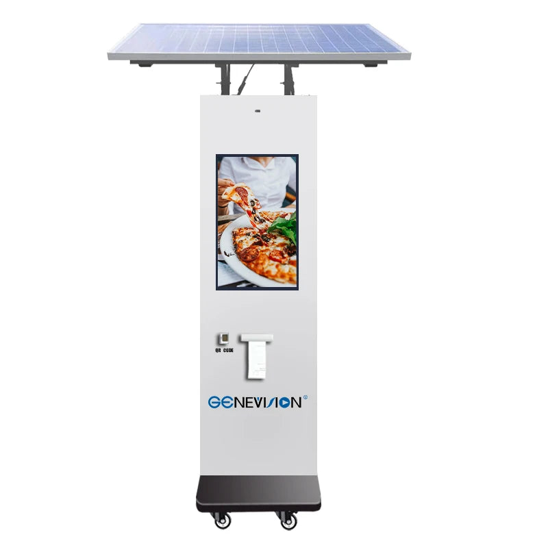27inch Outdoor Solar Food Powered  Cart Mobile Food Kiosk Catering Trailer Solar System Price With QR Code Printer