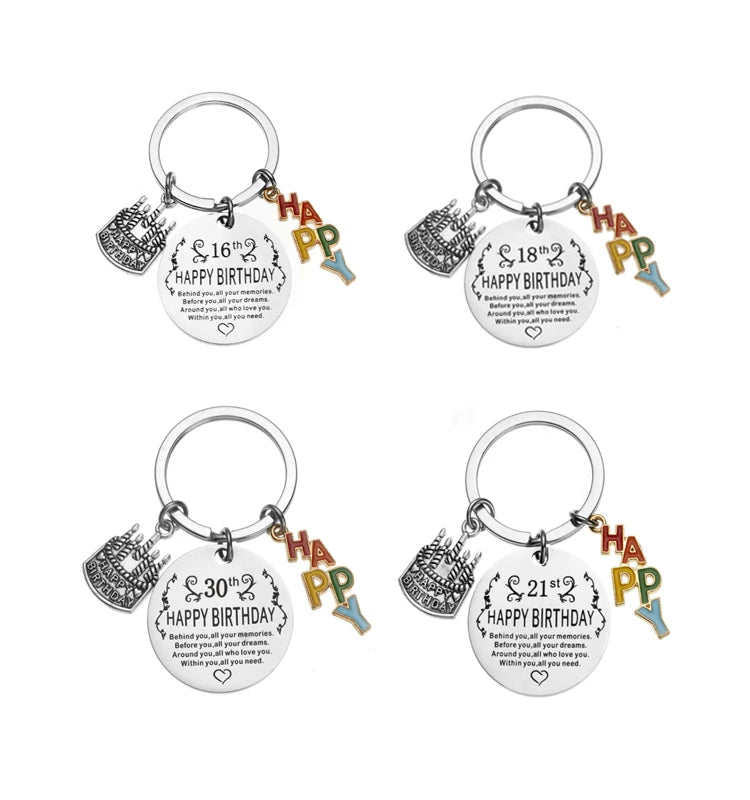 Custom Happy Birthday Keychain Keyring 18th 30th  Birthday Gift Behind You All Memories Before You All Your Dream Key Chain