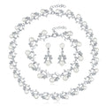 Silver Wedding Bride Cheap Nice Earring Pearl Necklace Set