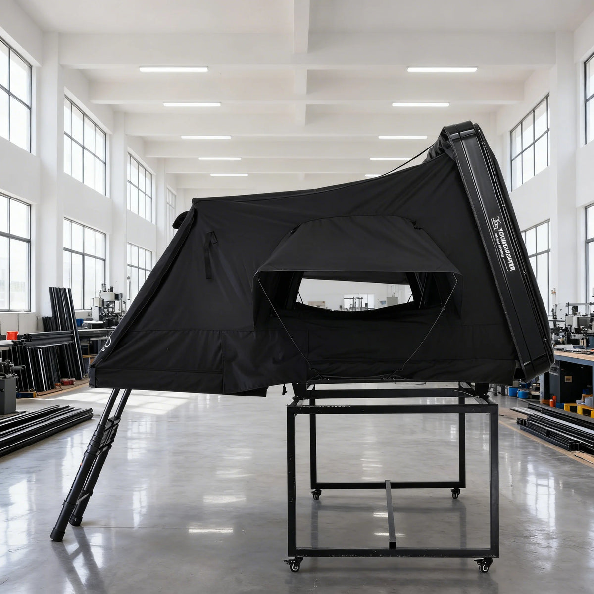 Popular Abs Hard Shell Folding Small Rooftop Tent Car with Telescopic Ladder