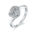 Wish Jewelry Fashion Jewelry Heart Shape Moissanite Ring 925 Sterling Silver Diamond Wedding Engagement Ring Moissanite Band