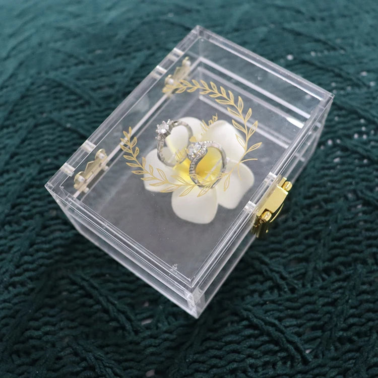 2022 New Clear Plastic Acrylic Engraving Ring Storage Box Wedding Jewelry Lipstick Organizer Gift Box
