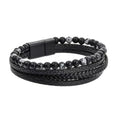 Luxury Men's Multilayer Natural Stone Beaded Woven Leather Wrap Bracelet with Magnetic Clasp Trendy Style for Gift Purpose