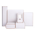 Luxury Premium Gold Edge Ring Proposal Pendant Bracelet & Necklace Set Fashion Pearl Jewelry Gift Box