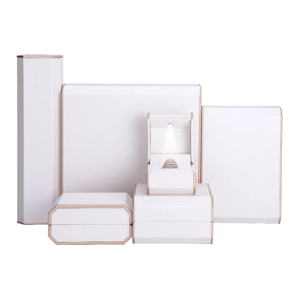Luxury Premium Gold Edge Ring Proposal Pendant Bracelet & Necklace Set Fashion Pearl Jewelry Gift Box