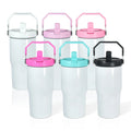 China Warehouse in Stock Sublimation Handle Tumbler 20 oz Flip Straw Handle Lid Kids Sports Water Bottle 20oz Ounce Tumbler Cups