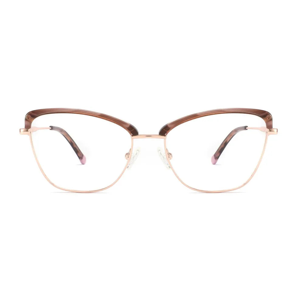 FEROCE 2022 Lady Glasses Lamination Tip Optical Eyewear Acetate Combine Metal Frames