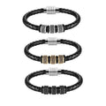 High Quality 6mmGenuine Leather Bracelet 316L Stainless Steel Magnet Clasp Cubic Zirconia Charm Wrap Bracelet for Men